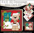 8x8 Xmas Livvy Bear Mistletoe Mini Kit 3D Decoupage