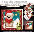 8x8 Xmas Sledging Livvy Bear Mini Kit 3D Decoupage
