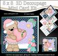 8x8 Xmas Livvy Bear Love Heart Mini Kit 3D Decoupage