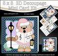 8x8 Xmas Carol Singing Livvy Bear Mini Kit 3D Decoupage