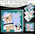 8x8 Xmas Livvy Bear Snowball Fight Mini Kit 3D Decoupage
