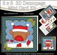 8x8 Xmas Skating Bobbin Robin Mini Kit 3D Decoupage