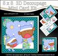 8x8 Xmas Bobbin Robin Presents Mini Kit 3D Decoupage