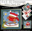 8x8 Xmas Sledging Bobbin Robin Mini Kit 3D Decoupage