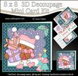 8x8 Xmas Bobbin Robin Presents Mini Kit 3D Decoupage