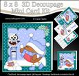 8x8 Xmas Bobbin Robin Snowball Fight Mini Kit 3D Decoupage