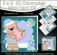 8x8 Xmas Livvy Bear Love Heart Mini Kit 3D Decoupage