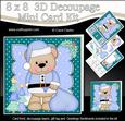 8x8 Xmas Livvy Bear Santa Sack Mini Kit 3D Decoupage