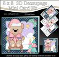 8x8 Xmas Sledging Livvy Bear Mini Kit 3D Decoupage