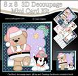 8x8 Xmas Livvy Bear Snowball Fight Mini Kit 3D Decoupage