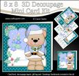 8x8 Xmas Livvy Bear Mistletoe Mini Kit 3D Decoupage