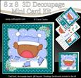 8x8 Xmas Skating Bobbin Robin Mini Kit 3D Decoupage