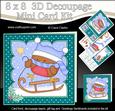 8x8 Xmas Sledging Bobbin Robin Mini Kit 3D Decoupage