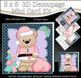8x8 Xmas Livvy Bear Santa Sack Fight Mini Kit 3D Decoupage
