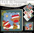 8x8 Xmas Bobbin Robin Presents Mini Kit 3D Decoupage