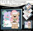 8x8 Xmas Livvy Bear Mistletoe Mini Kit 3D Decoupage