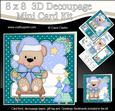8x8 Xmas Sledging Livvy Bear Mini Kit 3D Decoupage