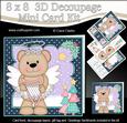 8x8 Xmas Livvy Bear Angel Harp Mini Kit 3D Decoupage