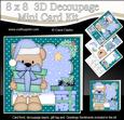 8x8 Xmas Livvy Bear Present Mini Kit 3D Decoupage