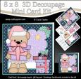 8x8 Xmas Livvy Bear Present Mini Kit 3D Decoupage