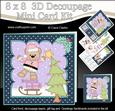 8x8 Xmas Livvy Bear Dressing the Tree Mini Kit 3D Decoupage