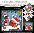 8x8 Xmas Bobbin Robin Snowball Fight Mini Kit 3D Decoupage