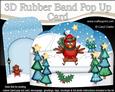 3D Xmas Sledging Robin Rubber Band Pop Up Card