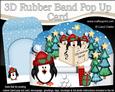 3D Xmas Penguins Rubber Band Pop Up Card