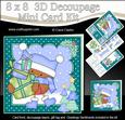 8x8 Xmas Bobbin Robin Presents Mini Kit 3D Decoupage