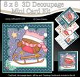 8x8 Xmas Sledging Bobbin Robin Mini Kit 3D Decoupage