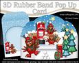 3D Xmas Robins Rubber Band Pop Up Scene Card