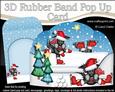 3D Xmas Skating Scottie Dog Rubber Band Pop Up Scene Card