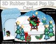 3D Xmas Sledging Little Cat Rubber Band Pop Up Scene Card