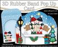 3D Xmas Carol Singing Snowmen Rubber Band Pop Up Scene Card