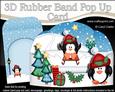 3D Xmas Cute Sledging Penguin Rubber Band Pop Up Scene Card