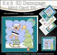 8x8 Xmas Livvy Bear Dressing the Tree Mini Kit 3D Decoupage