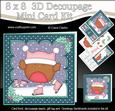 8x8 Xmas Skating Bobbin Robin Mini Kit 3D Decoupage