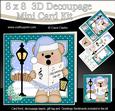 8x8 Xmas Carol Singing Livvy Bear Mini Kit 3D Decoupage