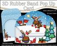 3D Xmas Skating Rudolph Rubber Band Pop Up Scene Card