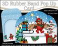 3D Xmas Robin Sledge Rubber Band Pop Up Scene Card