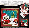 8x8 Xmas Little Hoot Owl Snowball Fight 3D Decoupage