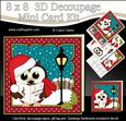 8x8 Xmas Carol Singing Little Hoot Owl 3D Decoupage
