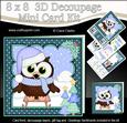 8x8 Xmas Sledging Little Hoot Owl 3D Decoupage