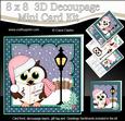 8x8 Xmas Carol Singing Little Hoot Owl 3D Decoupage