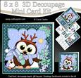 8x8 Xmas Little Hoot Owl & Friends Presents 3D Decoupage
