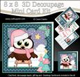 8x8 Xmas Sledging Little Hoot Owl 3D Decoupage