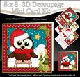 8x8 Xmas Sledging Little Hoot Owl 3D Decoupage