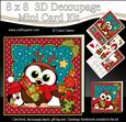 8x8 Xmas Little Hoot Owl & Friends Presents 3D Decoupage