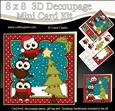 8x8 Xmas Little Hoot Owl Dressing the Tree 3D Decoupage