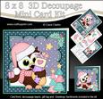 8x8 Xmas Little Hoot Owl Xmas Stocking 3D Decoupage